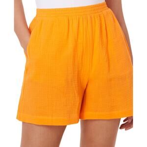 New Andie Swim Sample Women S Mullins Cotton Gauze Shorts Marigold Orange
